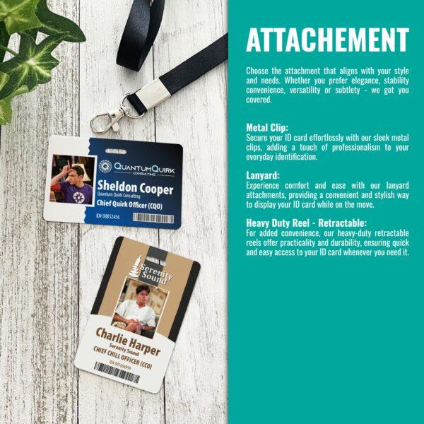 Custom Print Employee NFC ID Badge, Double Sided with Name Photo Logo & Barcode Unique Identification RFID ID Card Keychain